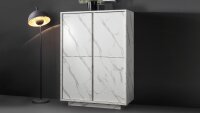 Highboard CARRARA Marmor-Optik weiß Wohnzimmerschrank