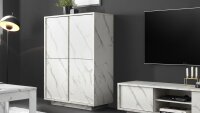 Highboard CARRARA Marmor-Optik weiß Wohnzimmerschrank