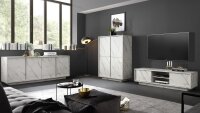 Wohnwand CARRARA Marmor und weiß TV Board Highboard