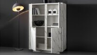 Wohnwand CARRARA Marmor und weiß TV Board Highboard