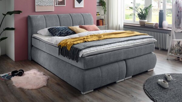 Boxspringbett MALIN 180x200 Doppelbett anthrazit inkl. Topper