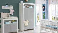 Kleiderschrank PASI Schrank Babyzimmer weiß grau...