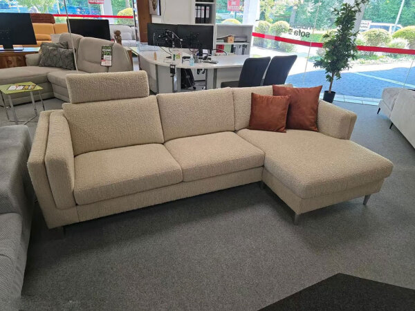 Ecksofa Nordic Beige inkl. Kopfstütze ca. 265x143 cm