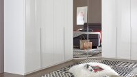 Eckschrank New York D 255x300 cm Softwhite mit Spiegel