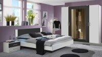 Schlafzimmer NORA in weiß und anthrazit  Doppelbett...