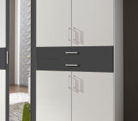 Kleiderschrank Taiga weiß und anthrazit mit Spiegel...