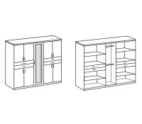 Kleiderschrank Taiga weiß und anthrazit mit Spiegel 225 cm