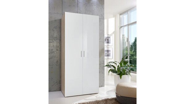 Kleiderschrank MALTA Schrank Hochglanz Lack weiß Eiche Sägerau Tiefe 40cm