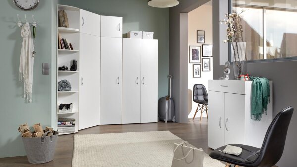 Garderobe MRK 8 teilig Set Eckschrank weiß