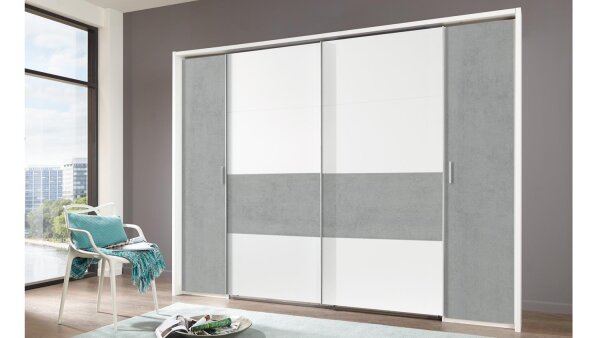Kleiderschrank VIRGO in in weiß und Beton lichtgrau 270 cm