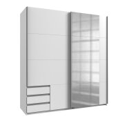 Schwebetürenschrank Emden Kleiderschrank weiß Spiegel 179 cm
