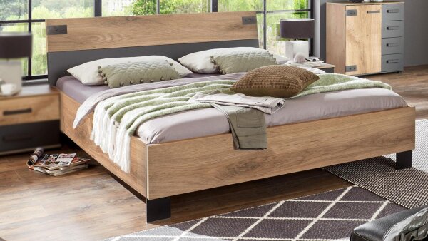 Futonbett Malmö Plankeneiche graphit 180x200 cm