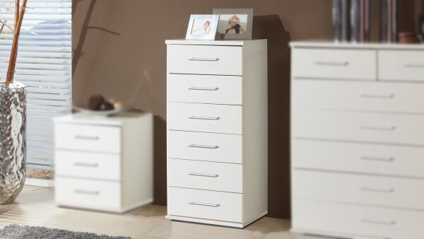 Kommode CLICK Schrank weiß Dekor 6 Schubkästen 46 cm
