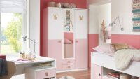 Kleiderschrank CINDY 2 weiß rosé Spiegel...
