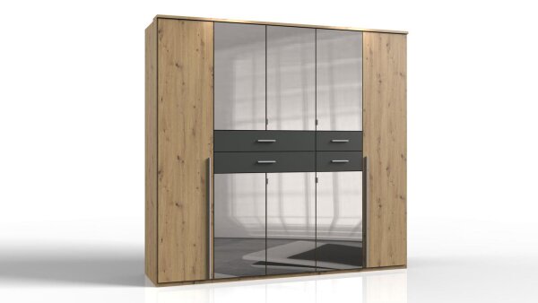 Kleiderschrank DENNIS Artisan Eiche graphit Spiegel 225 cm
