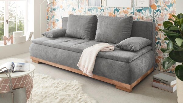 Schlafsofa MILA LUX.3DL Stoff dunkelgrau inkl. Bettkasten 208