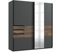 Schwebetürenschrank Bamberg Graphit Eiche mit Spiegel 180cm