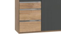 Drehtürenschrank LEVEL36 graphit Eiche 6 Schubkasten 250cm
