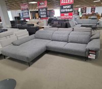 IA Ecksofa 24405 Levi in R66/22 Dolphin StoffFüße Metall schwarz, SH 44 cm, 344x207 cm