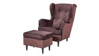 Hocker OMADO 2 Polsterhocker Sitzhocker Stoff aubergine 63 cm