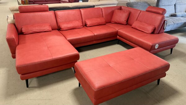 Wohnlandschaft inkl. Hocker ZE-EM21066 Rot ca. 214x340x208 cm