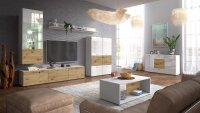 Sideboard SARI Kommode weiß hochglanz und Artisan Eiche