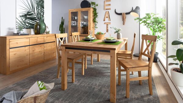Esszimmer-Set GARDA Massivholz Kiefer eichefarbig geölt 7-teilig