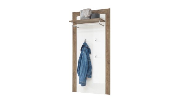 Wandpaneel NEAPEL Eiche Dunkel MDF Weiß Hochglanz