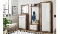 Wandpaneel NEAPEL Eiche Dunkel MDF Weiß Hochglanz