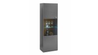Vitrine CLEVELAND grau Artisan Eiche Glas inkl. Beleuchtung