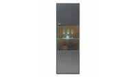 Vitrine CLEVELAND grau Artisan Eiche Glas inkl. Beleuchtung
