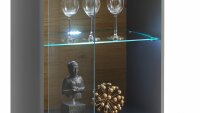 Vitrine CLEVELAND grau Artisan Eiche Glas inkl. Beleuchtung