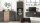 Vitrine CLEVELAND grau Artisan Eiche Glas inkl. Beleuchtung