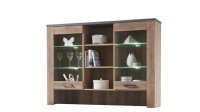 Highboard Vitrine EDMONTON Samdal Eiche 2 Glastüren mit LED