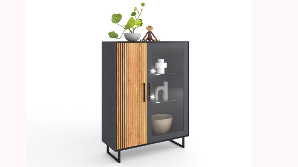Vitrine Stella 3403 Schrank Eiche teilmassiv Akustikpaneel