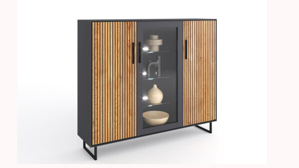 Highboard Stella 3404 Schrank Eiche teilmassiv Akustikpaneel