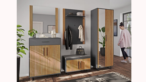 Garderobenset Stella Garderobe 5-teilig Dielenmöbel Eiche teilmassiv
