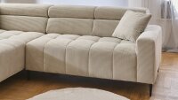 Ecksofa L SIMPLE Cord beige elektrische Sitztiefenverstellung