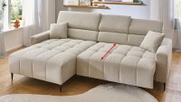 Ecksofa L SIMPLE Cord beige elektrische Sitztiefenverstellung