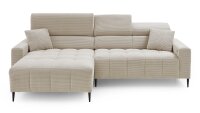 Ecksofa L SIMPLE Cord beige elektrische Sitztiefenverstellung