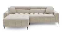 Ecksofa L SIMPLE Cord beige elektrische Sitztiefenverstellung