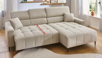 Ecksofa R SIMPLE Cord beige elektrisch Sitztiefenverstellung
