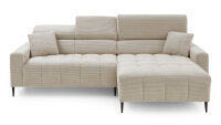 Ecksofa R SIMPLE Cord beige elektrisch Sitztiefenverstellung