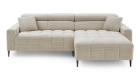 Ecksofa R SIMPLE Cord beige elektrisch Sitztiefenverstellung