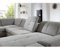 Wohnlandschaft R ALTARA Stoff silver mit Kopfteilverstellung
