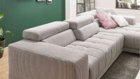 Ecksofa R SATELLITE Cord grey mit Kopfteilverstellung