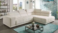 Ecksofa R SATELLITE Cord natur mit Kopfteilverstellung