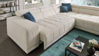 Ecksofa R SATELLITE Cord natur mit Kopfteilverstellung