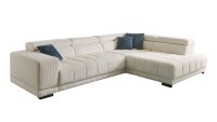 Ecksofa R SATELLITE Cord natur mit Kopfteilverstellung
