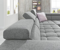 Ecksofa R MESSAGE Chenill grau mit Kopfteilverstellung